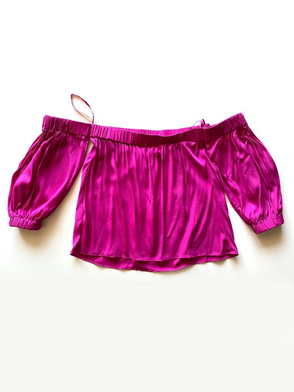 Milly Fuchsia Pink Off the Shoulder Silk Blouse